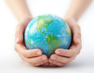Holding Planet Earth in Hands Symbolizing Care and Global Awareness