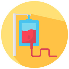 blood bag vector round flat icon