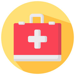 first aid kit vector round flat icon
