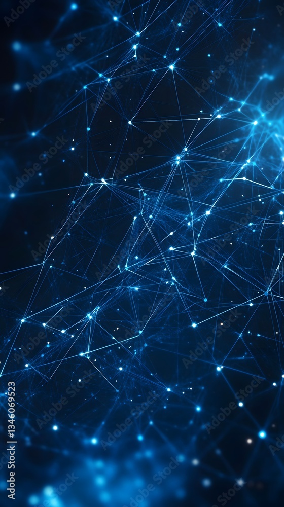 Aufkleber Futuristic plexus network glowing in the dark with depth of field