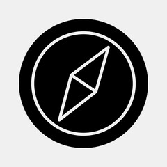 Icon compass. Camping and adventure elements. Icons in glyph style. Good for prints, posters, logo, advertisement, infographics, etc.