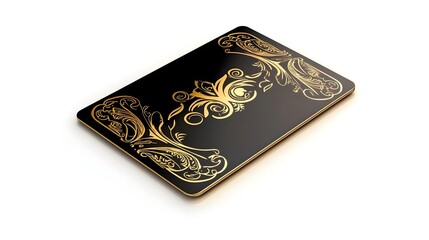 Fototapeta premium Black Card with Gold Ornate Design