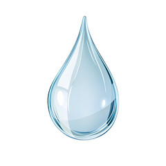 A Single Drop of Clear Sparkling Water Isolated on White Background