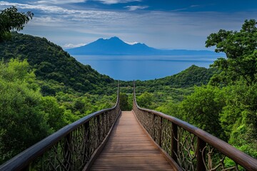 A scenic hike along the Jogasaki Suspension Bridge, with lush greenery and an endless view of the Pacific Ocean