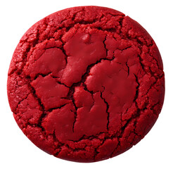 A Single Delicious Red Velvet Cookie Isolated on White Background A Detailed Closeup of a Red Velvet Cookie Showing its Cracked Texture and Rich Color