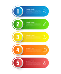 5 steps vertical infographics design template with icons