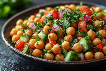 Delicious Chickpea Salad Recipe Healthy Mediterranean Cuisine Bowl