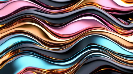 Dark iridescent liquid waves with metallic reflections