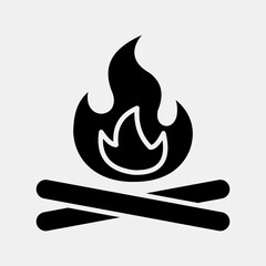 Icon campfire. Camping and adventure elements. Icons in glyph style. Good for prints, posters, logo, advertisement, infographics, etc.