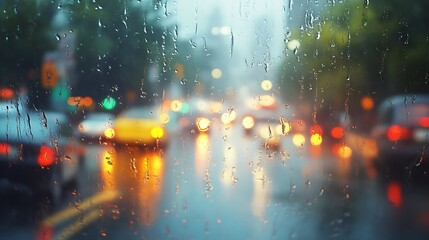 Rainy City Traffic for Window View.