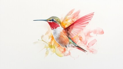 Fototapeta premium Vibrant Watercolor Hummingbird Anatomy with Muscles in Artistic Detail