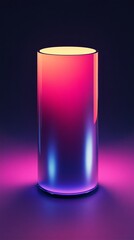 A vibrant, glowing cylinder radiating warmth and energy, bathed in a mesmerizing pink and blue light.