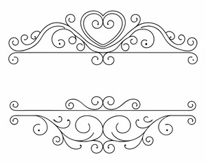 set of vintage frames. vector illustration of a floral ornament. Vintage Decorative Divider line art element