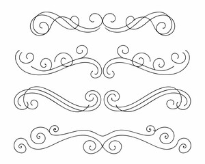Floral ornament with leaves and abstract line art drawing Vector illustrations. 