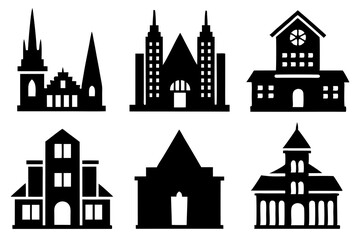 set of creative business building icon   silhouette vector illustration