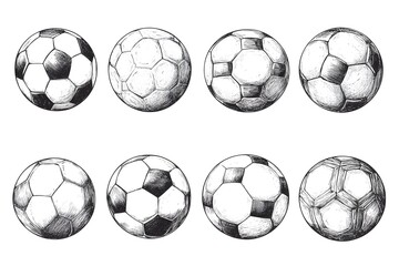 Monochrome Soccer Ball Sketches in Assorted Designs