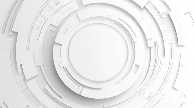 Abstract white circular geometric background, futuristic technology design.  Possible use presentation slide, website banner