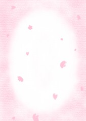 桜の花びらが舞い散るかわいいイラストの背景フレーム