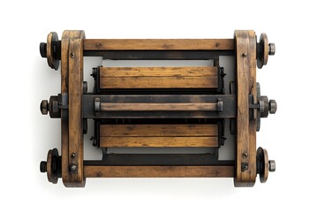 Historical Movable Type Printing Press Block isolated on white background