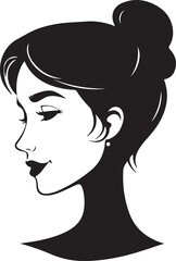 sketch Head of pensive elegant woman with long hair face icon logotype silhouette vector 