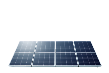 Harnessing solar energy with gleaming panels against a transparent background simple minimal style