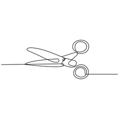 Hair scissors  icon   continuous one line drawing of outline vector illustration