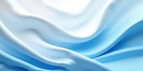 Obraz premium Fluid white and blue silk waves Smooth, glossy satin backdrop for design , seamless, web, wallpaper