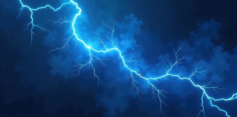Glowing blue fractal lightning, high-energy abstract , vibrant, background, design