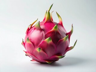 Minimalist Dragon Fruit Photography: White Background, Pink Pitaya, Exotic Fruit Still Life