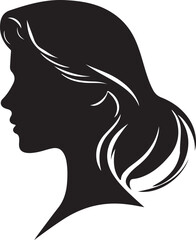 sketch Head of pensive elegant woman with long hair face icon logotype silhouette vector 