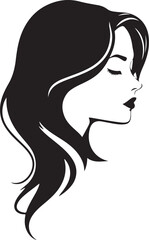 sketch Head of pensive elegant woman with long hair face icon logotype silhouette vector 