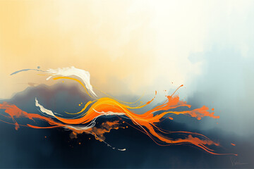 A minimalistic abstract swoosh wave background 
in warm terracotta and cool style