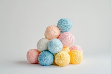 Colorful yarn balls pyramid