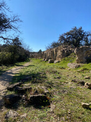 Ruins of an ancient Roman aqueduct