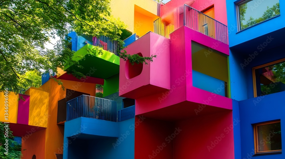 Poster Colorful modern building showing abstract architectural design