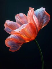 Vibrant flower with delicate petals showcasing intricate colors and patterns in a dark background during a serene moment of nature's beauty