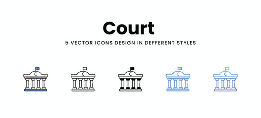 Court vector icons set stock illustration