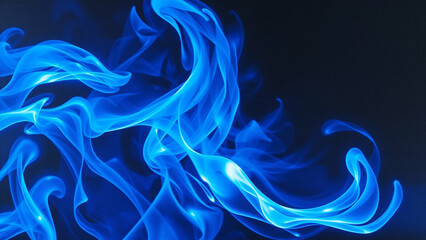Vibrant Blue Flames Swirling in Dark Background