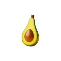 3D Render of a Halved Avocado with Visible Pit