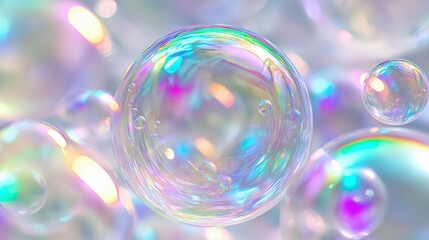 Generative AI, Iridescent Soap Bubbles with Translucent Reflections