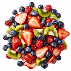 Fototapeta premium Fresh Fruit Salad: Vibrant Mix on White