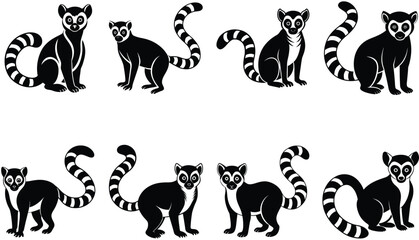 Lemur Vector Shilhouette Bundle Set 