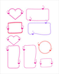Cute HandDrawn Heart Frames, Valentines Day Borders, Romantic Design Elements