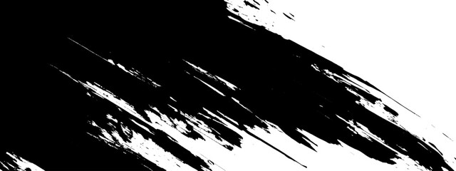 Diagonal Black Brush Strokes with Grunge Texture on White Background