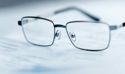 Close-up of stylish silver eyeglasses on a bright surface, symbolizing vision and clarity.