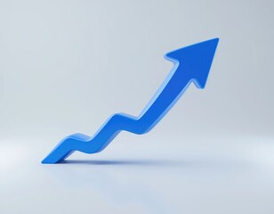 Rising Blue Arrow Shows Growth and Success on White Background