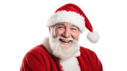 Merry Santa Claus with Happy Face on PNG Transparent Background
