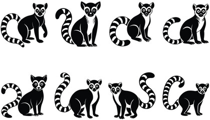 Lemur Vector Shilhouette Bundle Set 