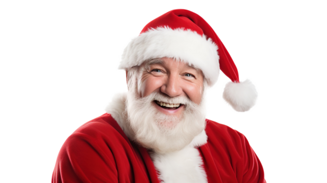 Merry Santa Claus with Happy Face on PNG Transparent Background
