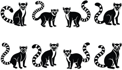Lemur Vector Shilhouette Bundle Set 
